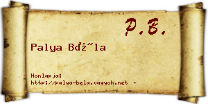 Palya Béla névjegykártya